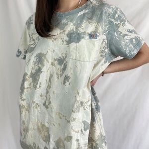 one of a kind bleached light blue dickies tee